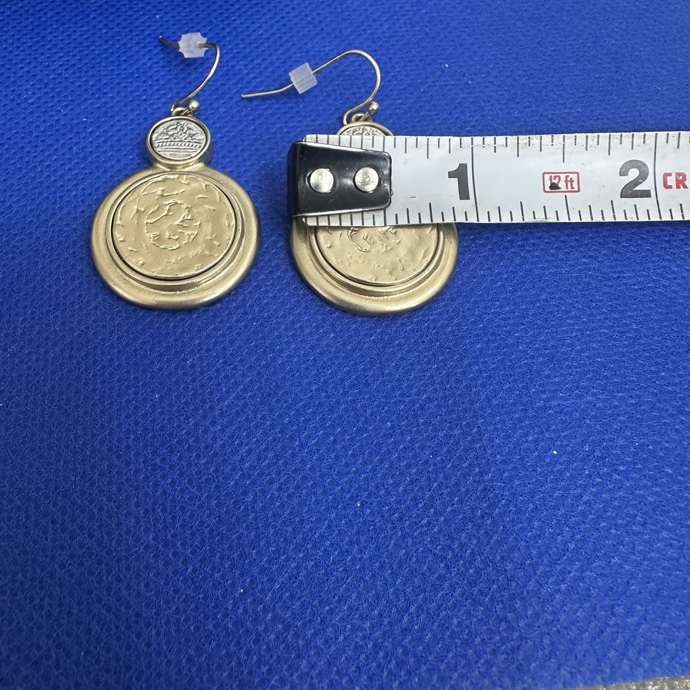 Vintage Set Necklace & Earrings Chico's Silver Gold Pearls Coin Charms 3 Strand - Picture 5 of 15